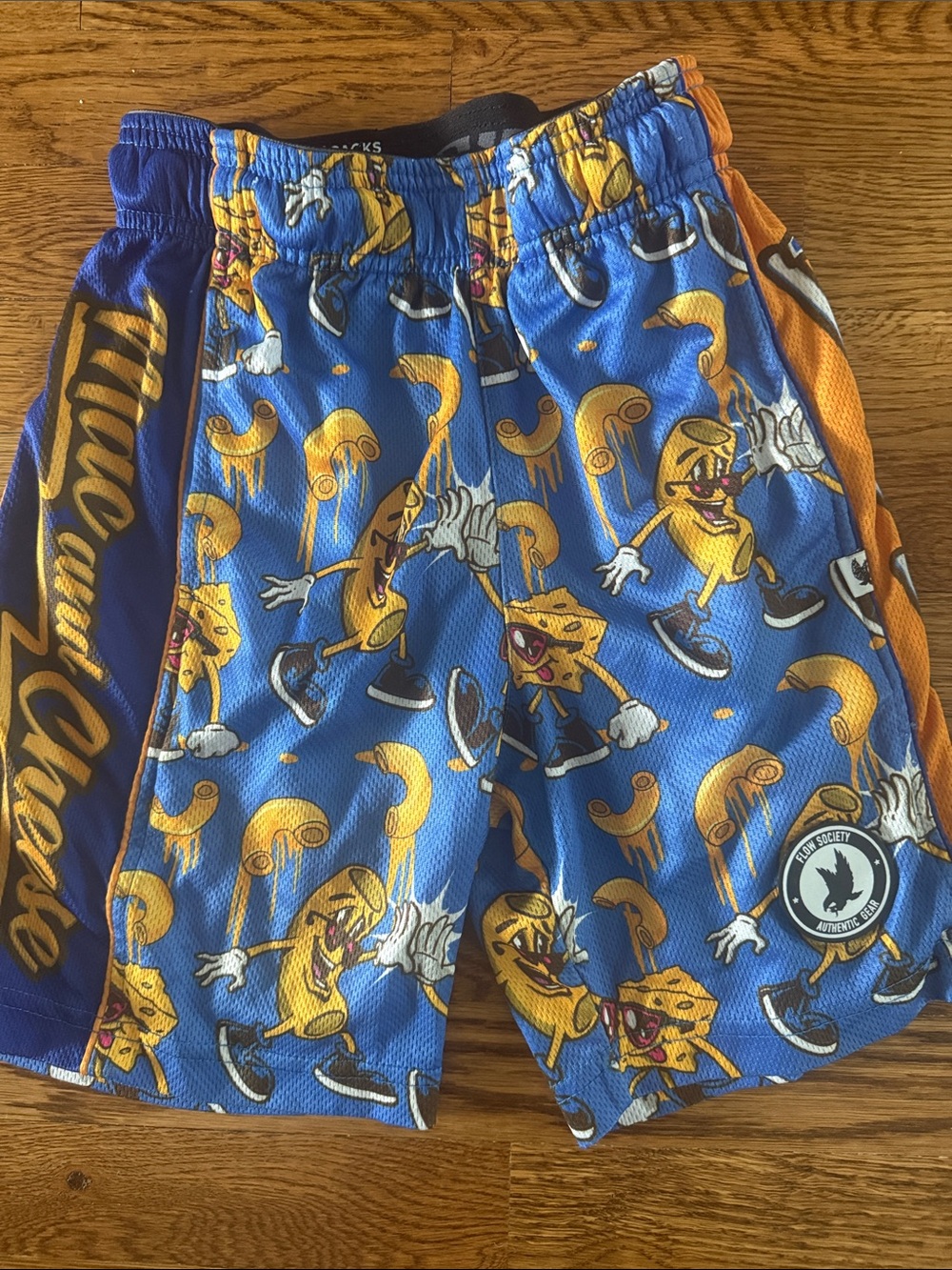 Kids Blue & Yellow Cartoon Graphic Athletic Shorts